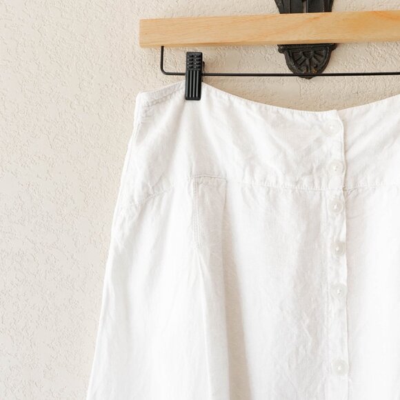 Cannisse White Linen Skirt Size 10 Button Front Midi Minimalist European Flowy - Picture 3 of 12